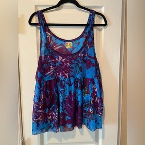Free People Boho Blue Purple Knit Swing Tank
